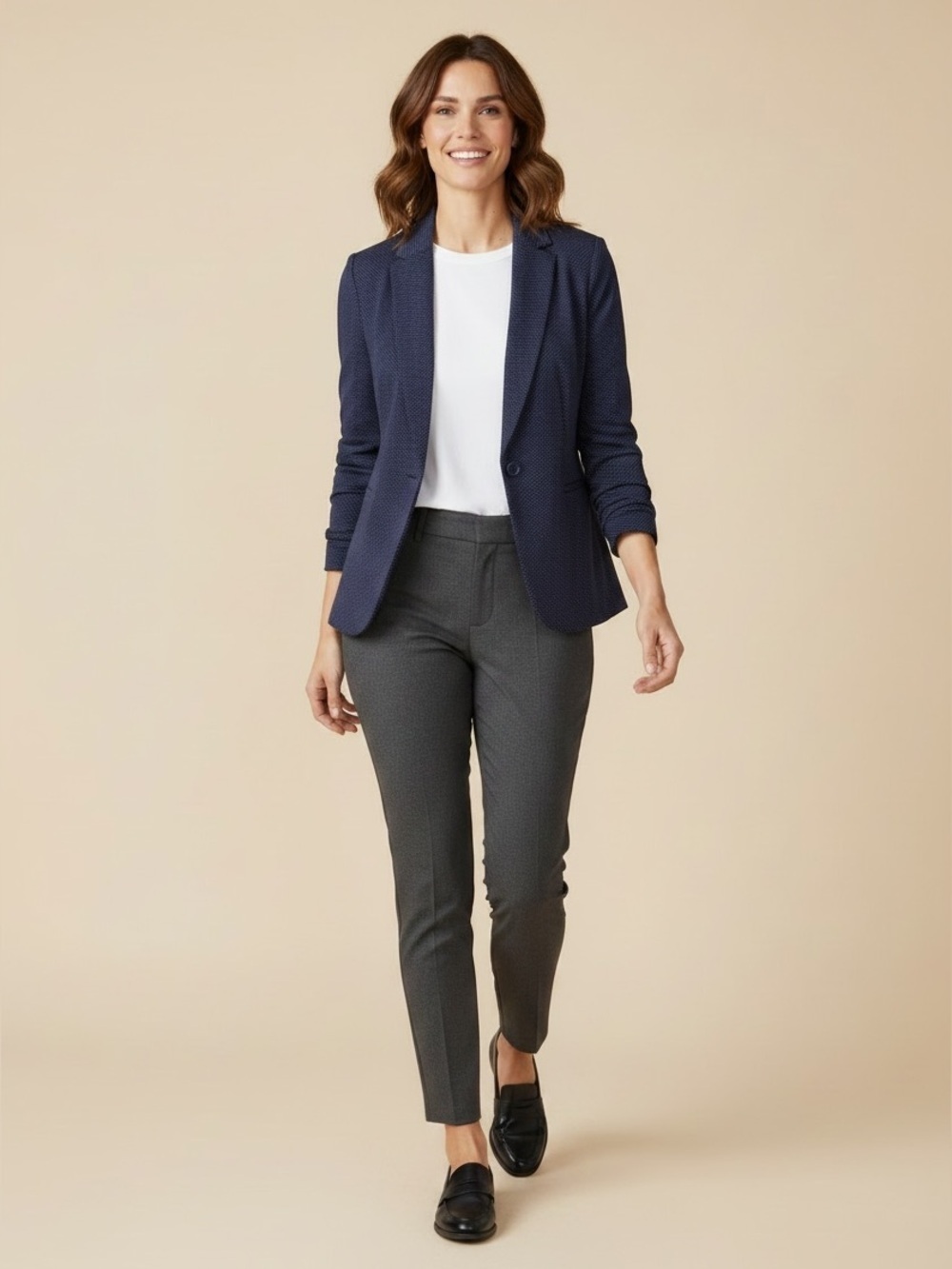 Chico’s Polka Dot Blazer Jacket Navy Blue & White Small